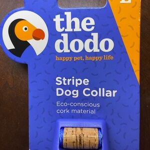 Stripe Cork Dog Collar with Blue Accents